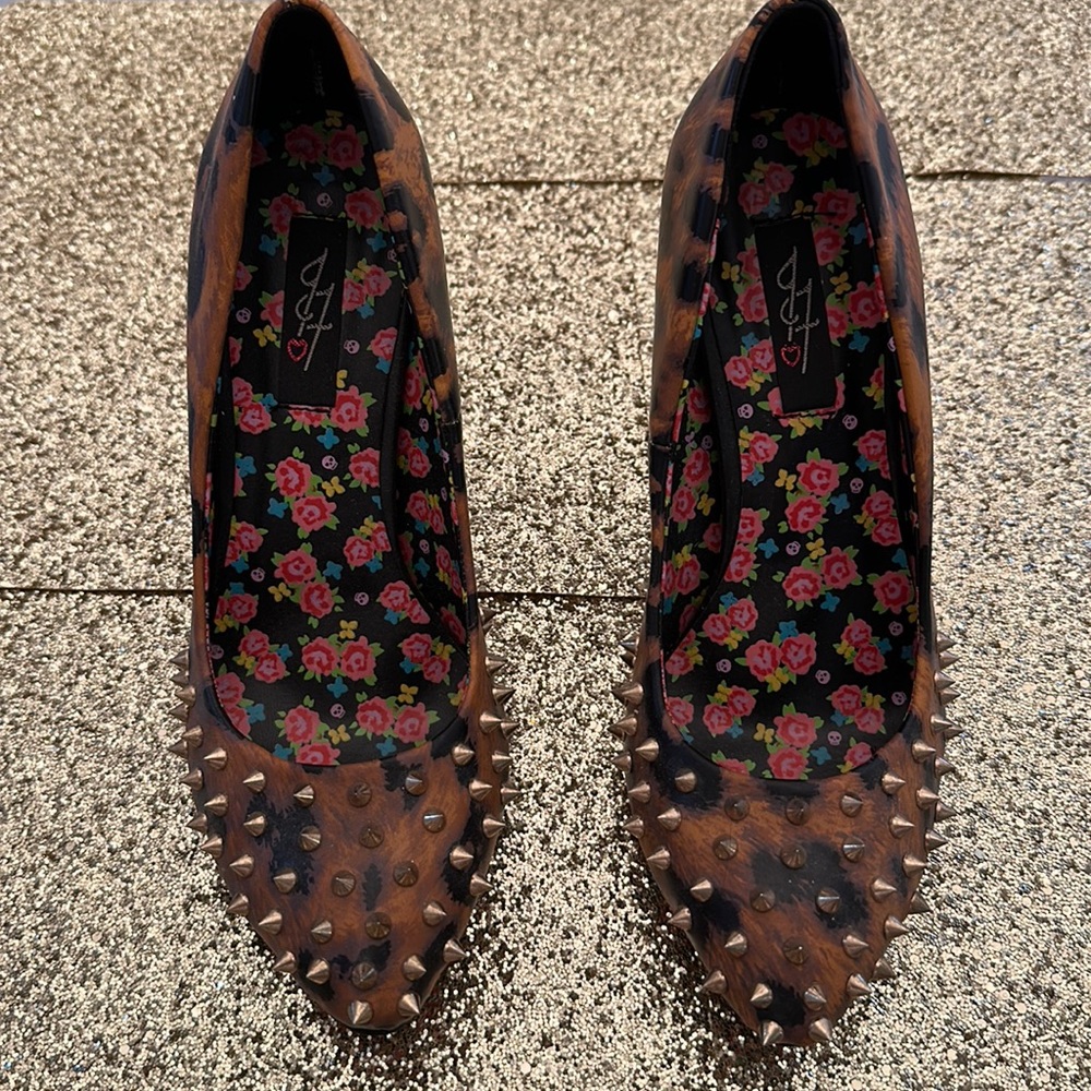 Iron Fist leopard spiked heels. Size 8 Never worn Halloween
